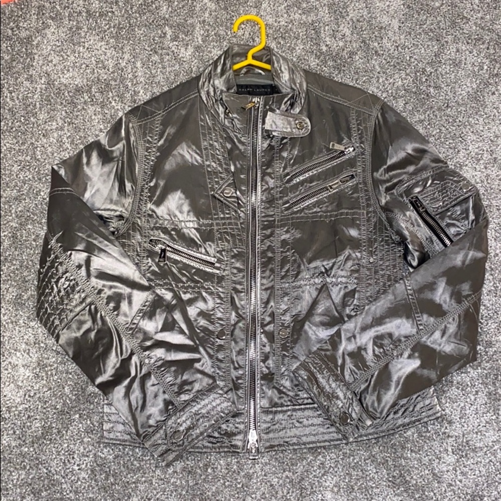 RALPH LAUREN BLACK LABEL/ SILVER BOMBER JACKET
